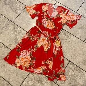 Donna Morgan Red Floral Dress